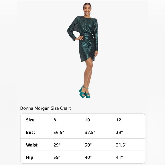 Donna Morgan Long Sleeve Dolman Sleeve with Wrap Miniskirt-Bottle Green Size 6 - Picture 10 of 10